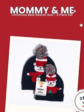 NWT Mommy & Me Hats — Matching Bear Beanie Set